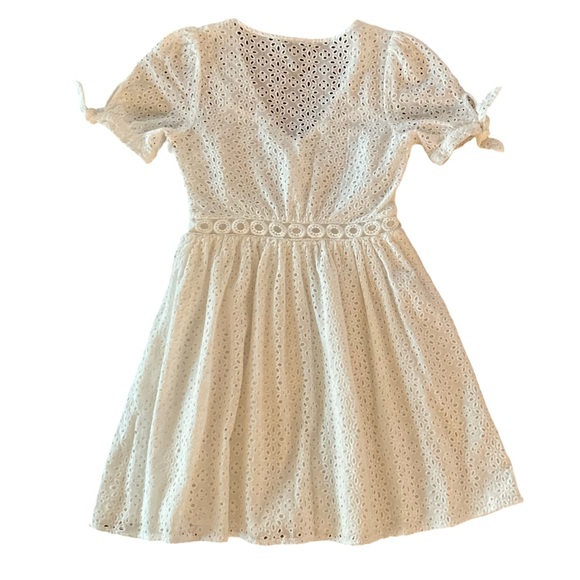 Aqua Eyelet Little White Dress - Picture 2 of 9